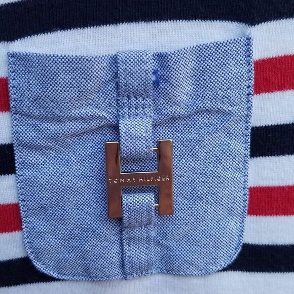 Tommy Hilfiger Short Sleeve Striped Cotton Knit Dress - Size Large - Picture 3 of 5
